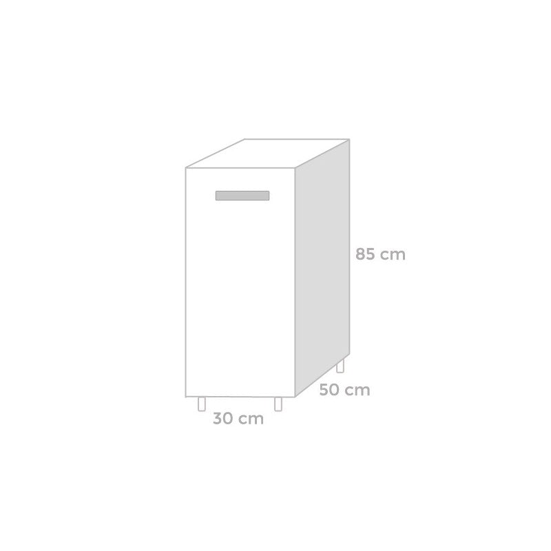 Meuble de cuisine Frêne Blanc 1 porte 30x50xH 85 cm