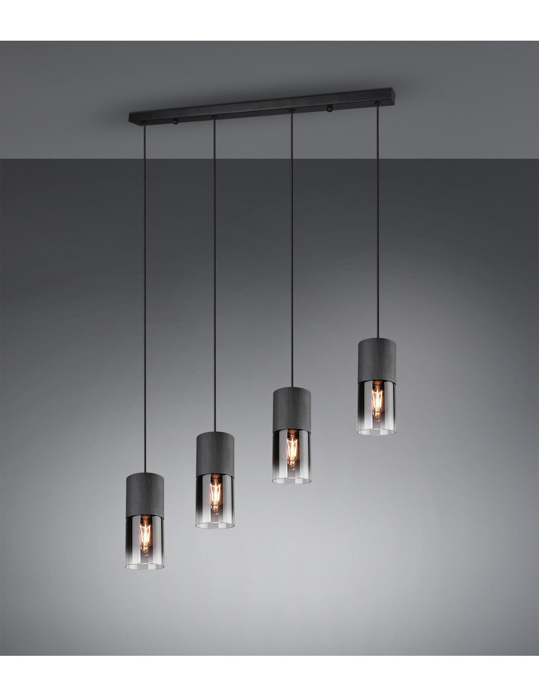 Suspension Vintage 4 x E27 Robin Trio Métal Noir Luminaire