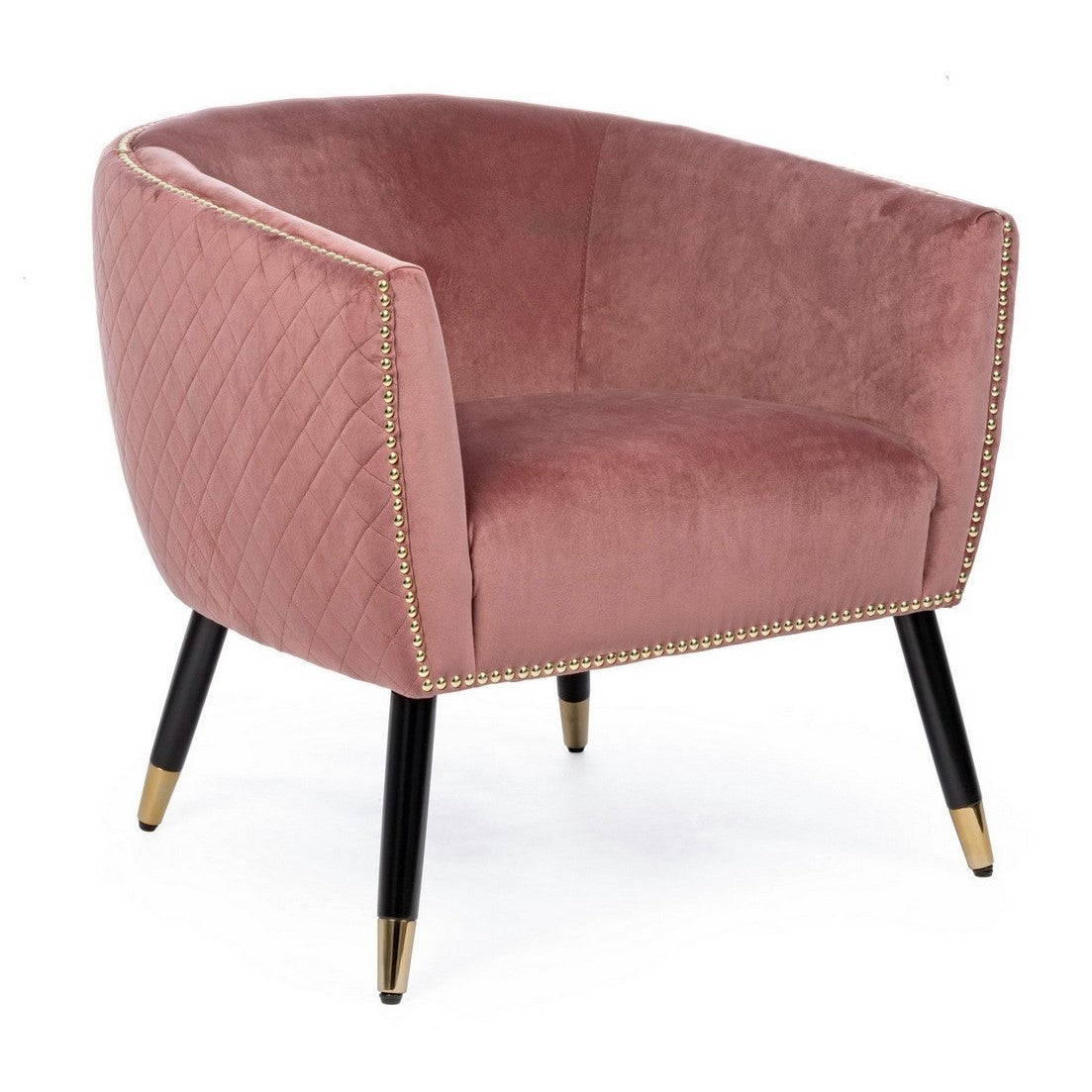 Fauteuil rembourré Caitlin recouvert de velours rose antique