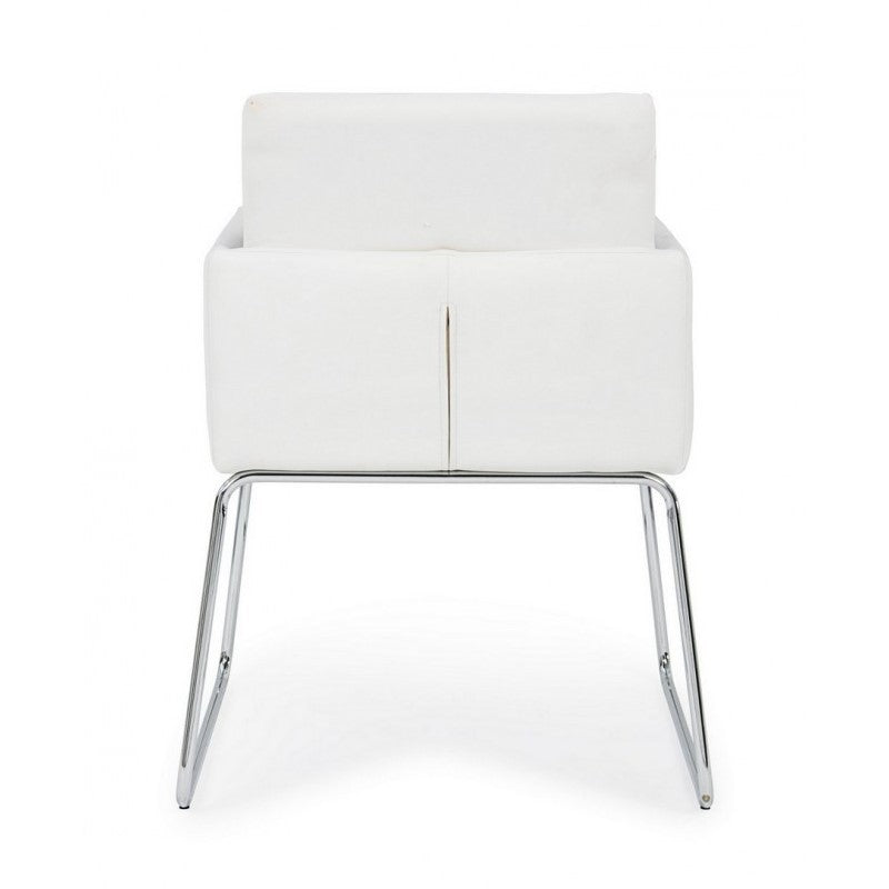 Chaise avec accoudoirs en simili cuir Blanc SIXTY 60x54x h80,5 cm