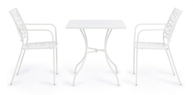 Table en acier Kelsie blanche 70x70 cm