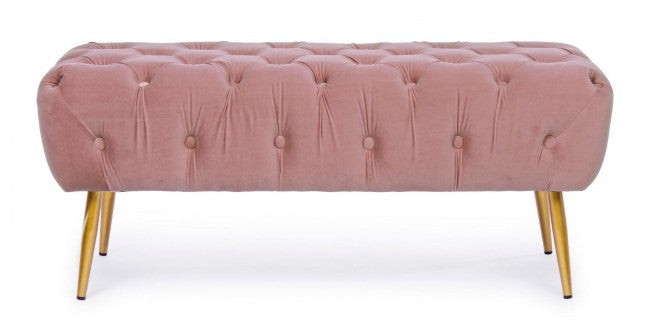 Banc de meuble pouf rose avec pieds 103 x46x40h cm