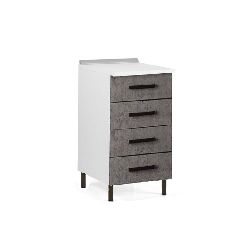 Commode de cuisine gris béton avec 4 tiroirs en bois mélaminé cm H 85x50x40