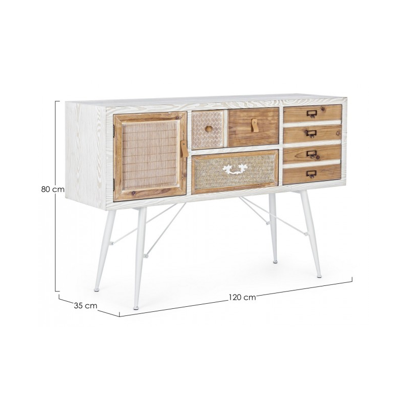 Buffet Eloise 2 portes 2 tiroirs en bois naturel 80h cm