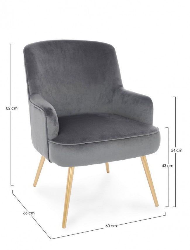 Fauteuil Clélia gris effet velours doré