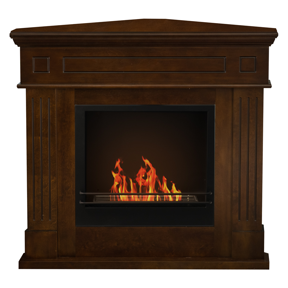 Cheminée au bioéthanol au sol d'angle biocheminée FORD Marron L110 x P63 x H102