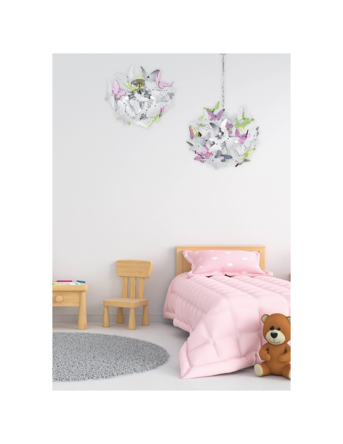 Plafonnier Papillon 3xG9 Chrome Papillons Multicolores Ø45 cm Trio Lighting