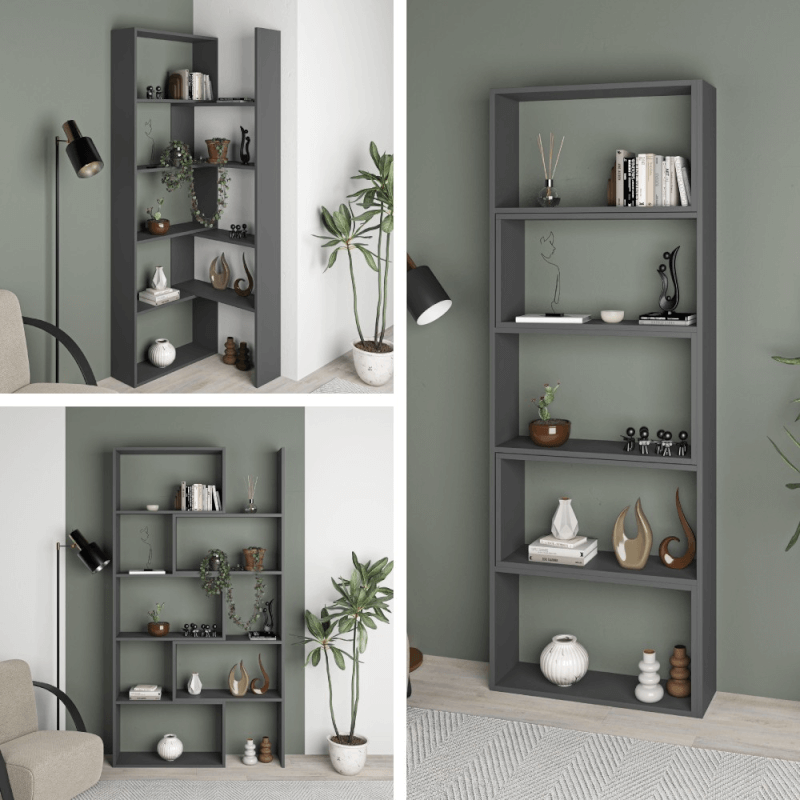 Bibliothèque d'angle extensible Wish anthracite 200h