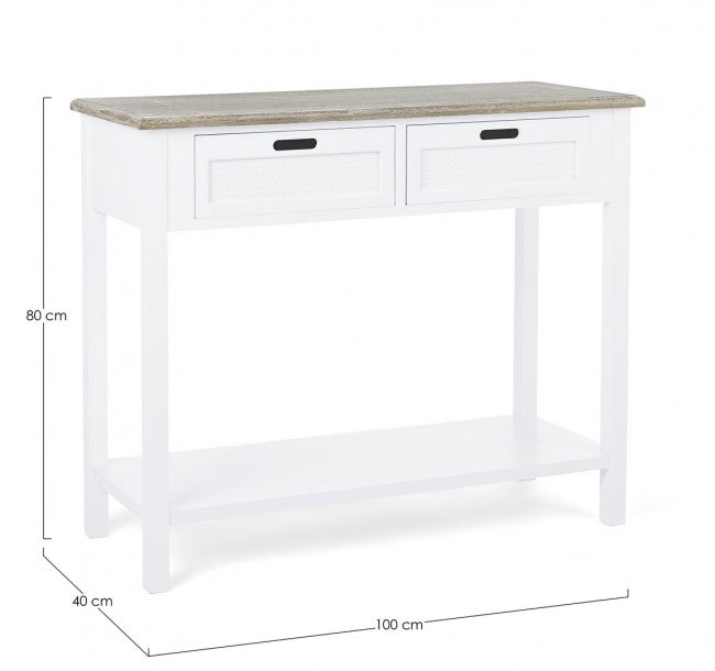 Console rustique Dorotea avec 2 tiroirs minables