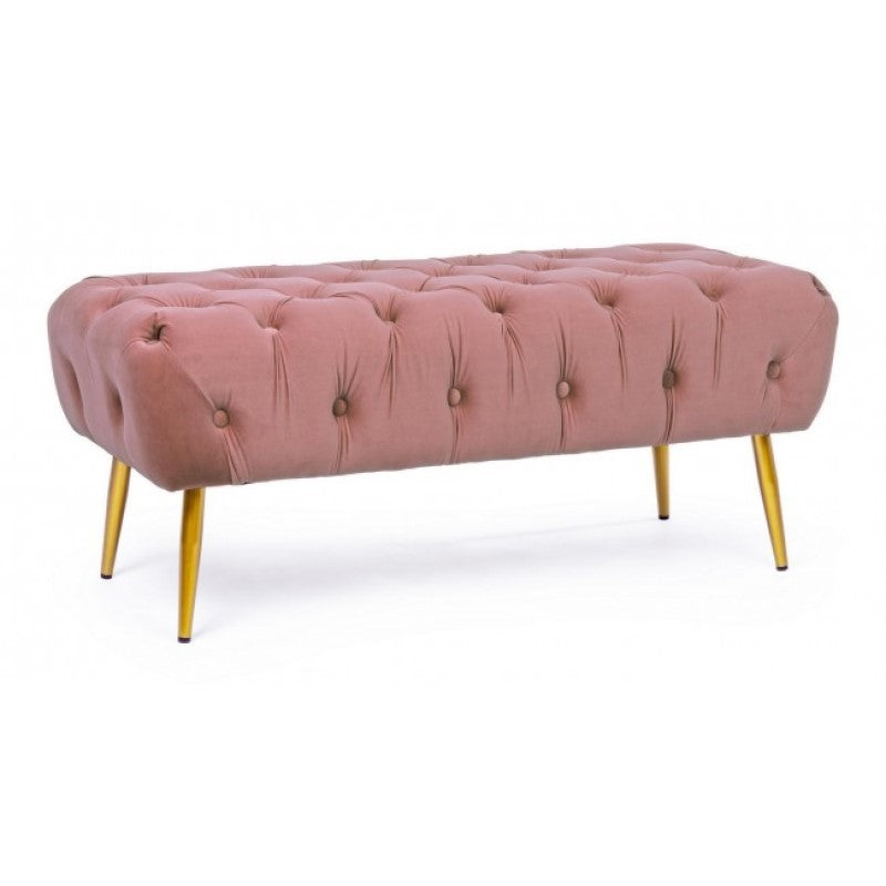 Banc de meuble pouf rose avec pieds 103 x46x40h cm