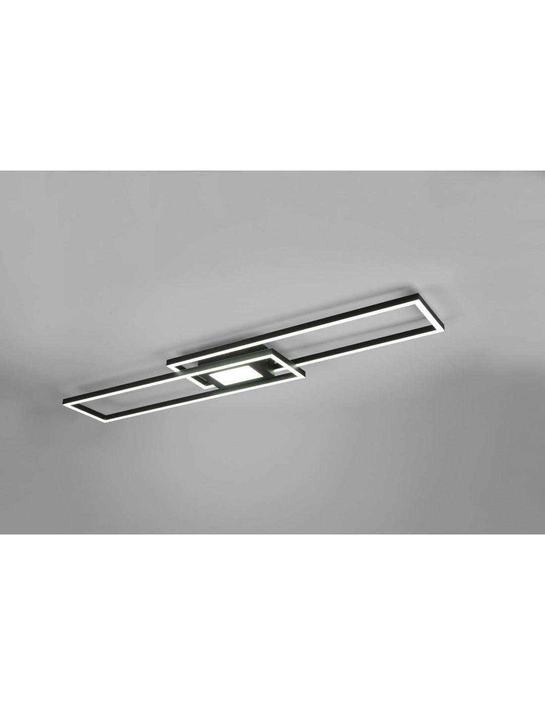 Lustre Plafonnier Rectangles Double Émission Led Ganado Noir Trio Éclairage