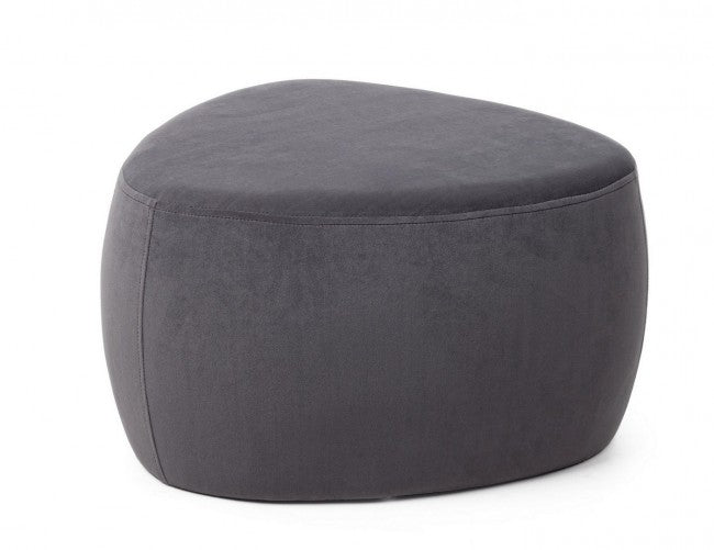 Pouf Stone effet velours gris foncé