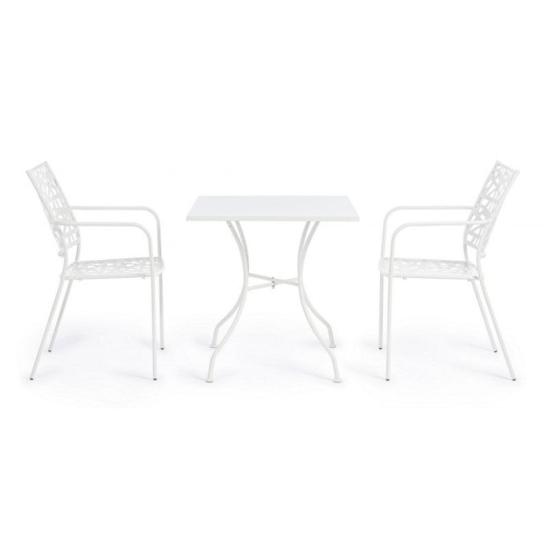 Table en acier Kelsie blanche 70x70 cm