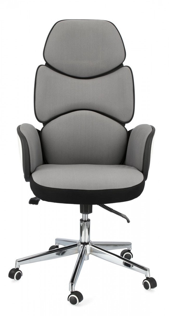 Fauteuil de bureau avec accoudoirs en tissu Gris Foncé ARMSTRONG 64x69 x h118,5-128 cm