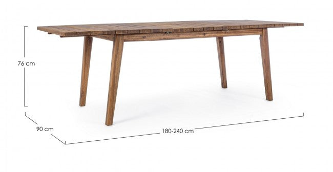 Table d'extérieur en bois extensible VARSAVIA 180-240x90x h76 cm