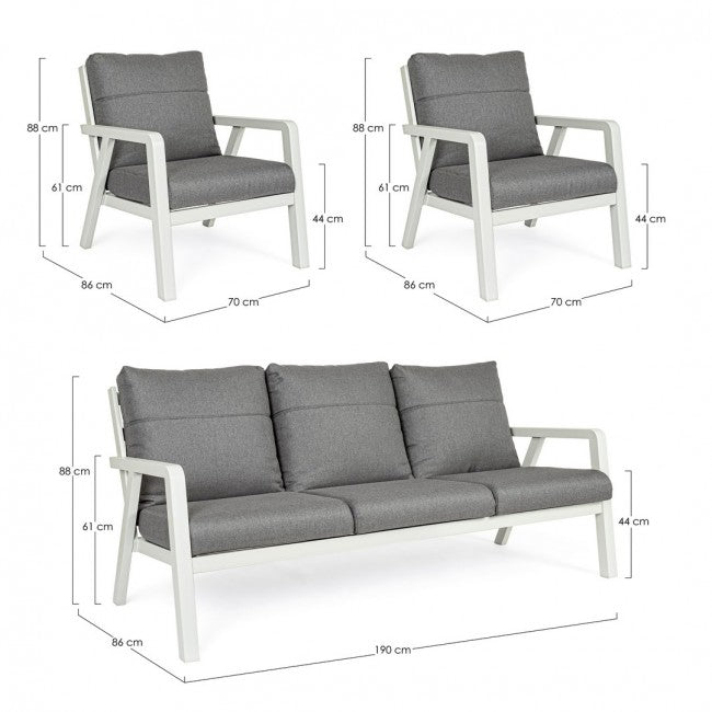 Ensemble de salon 3 pièces avec coussins Truman Lunar