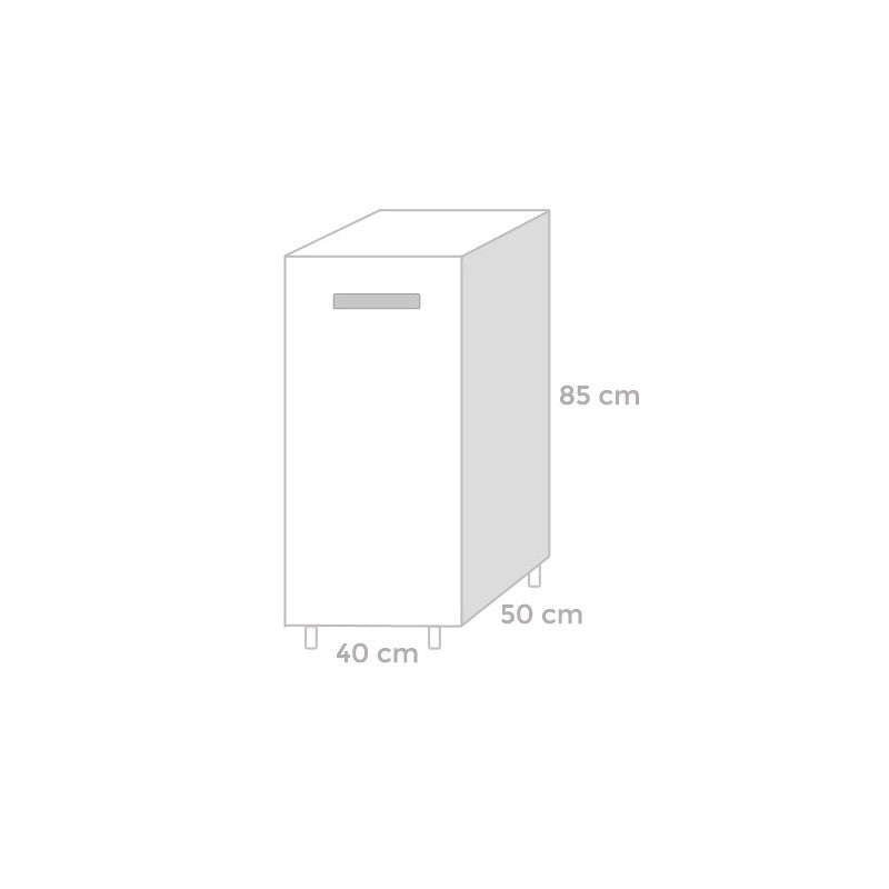 Meuble de cuisine Frêne Blanc 1 porte 40x50xH 85 cm
