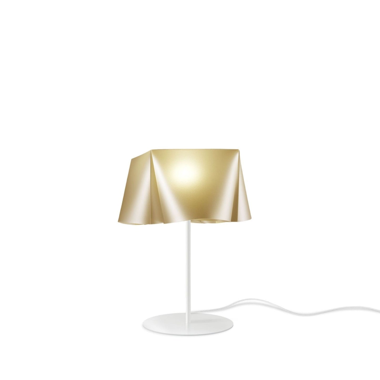 Nouvelle lampe de table avec base et tige en métal doré Cm. 28x35h