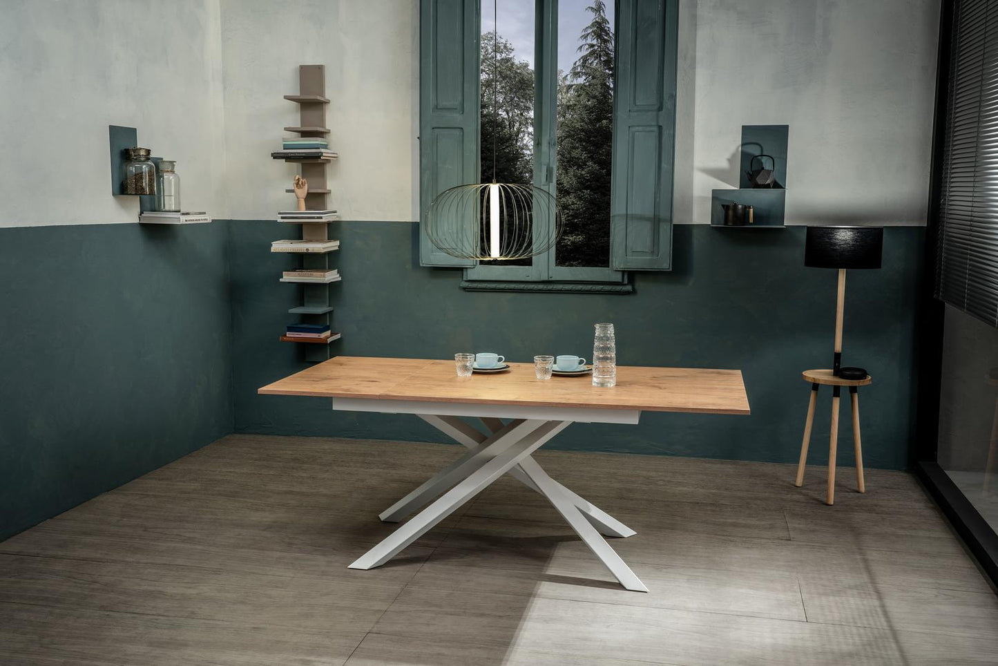 Table extensible chêne blanc 90 cm x 140- 190 cm H. 76 cm