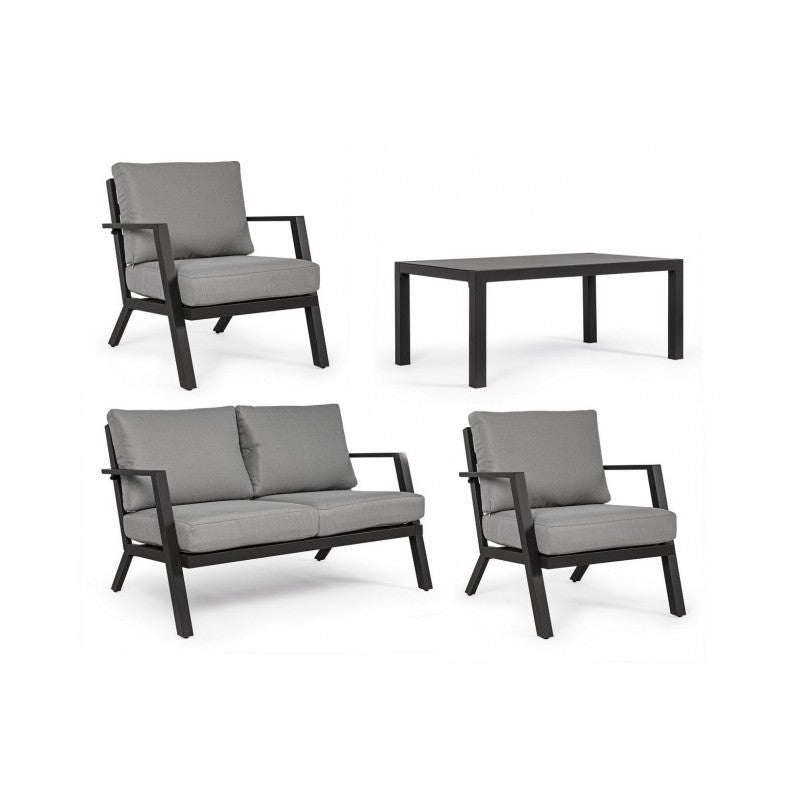 Ensemble de salon de jardin anthracite 4 pièces YK13