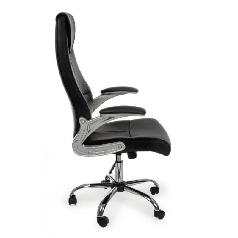 Fauteuil de bureau de direction en éco-cuir noir Camberra avec accoudoirs