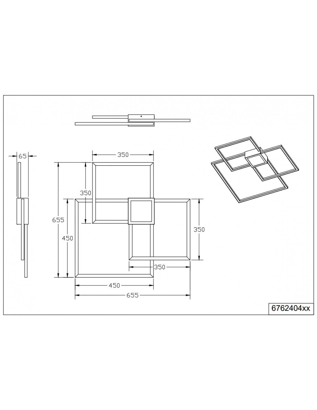 Plafonnier Hydra Design Carré Blanc LED 4000k Trio Lighting