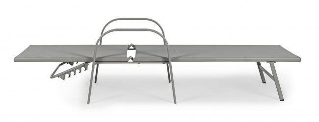 Transat Arent en acier et avec accoudoirs gris tourterelle 195 cm