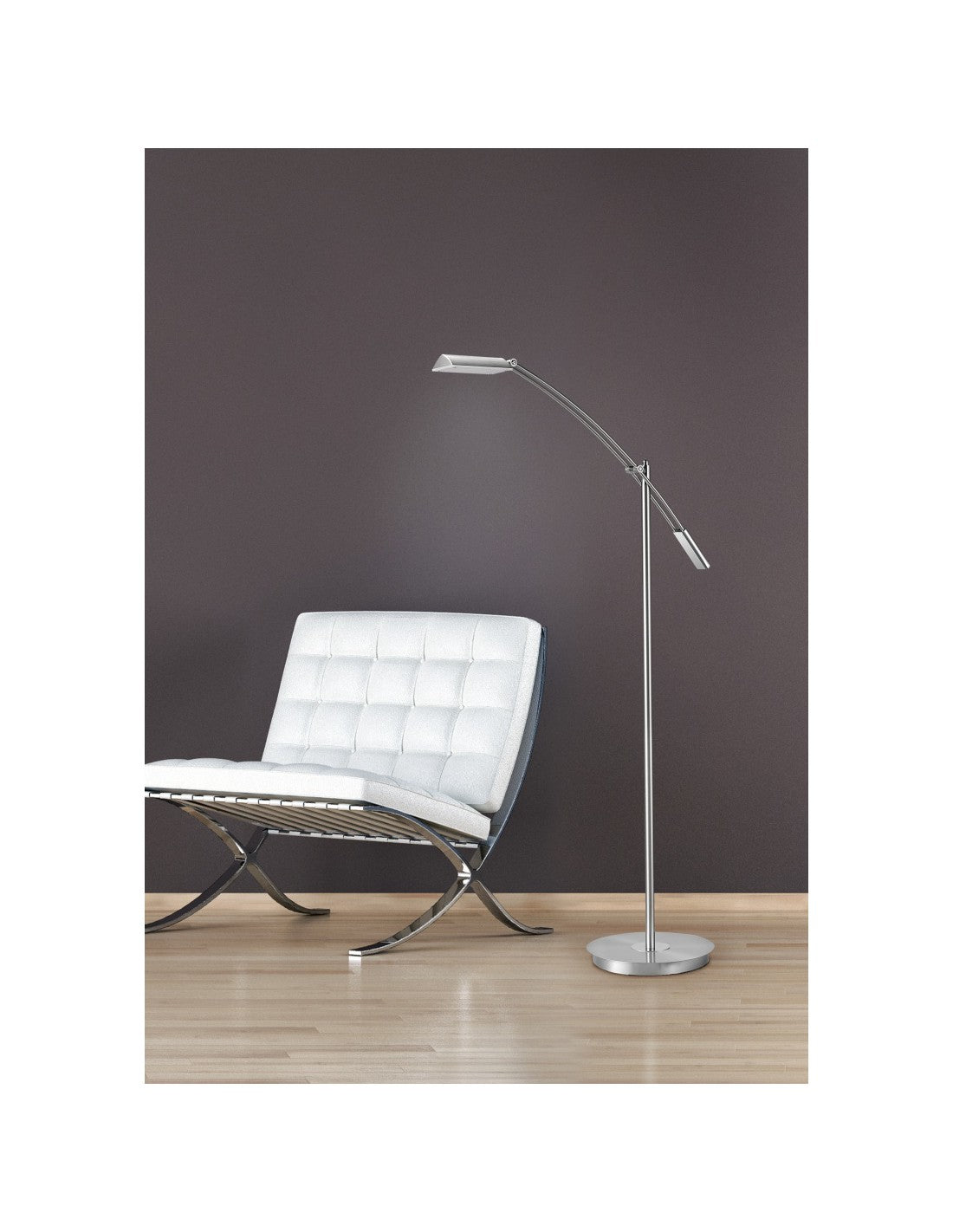Lampadaire Vérone Led 12W H126 cm Nichel Trio Lighting