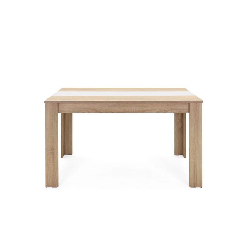 Table à manger couleur chêne avec insert réversible noir ou blanc 138x80xh.74 cm