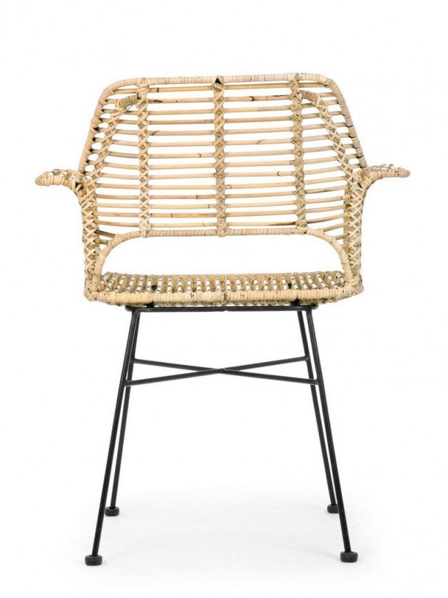Chaise Tunas avec accoudoirs en fibres naturelles