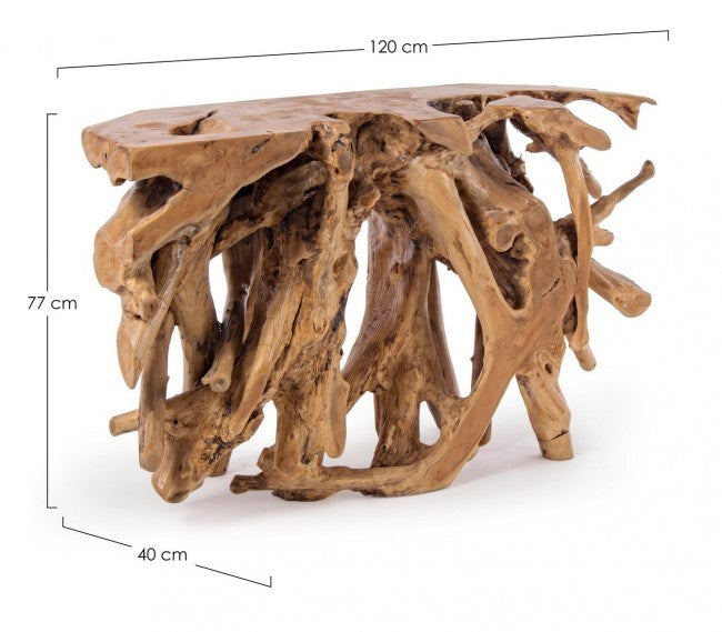 Console en bois de racine de teck 120 x 40 x 77 h cm