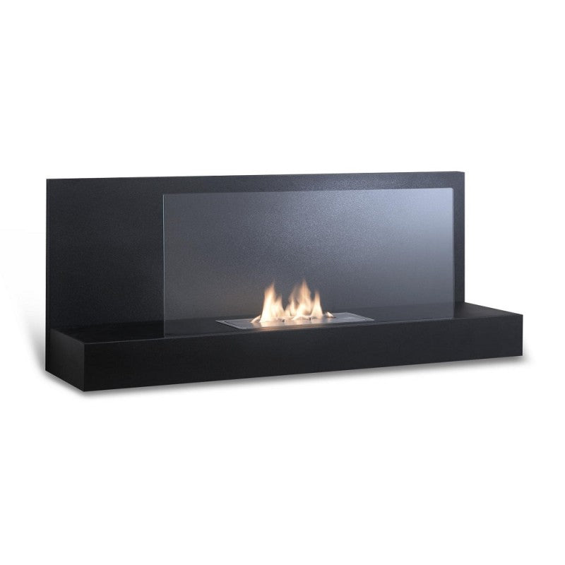 Biocheminée murale design au bioéthanol noire 90 x 26 xh 50 cm