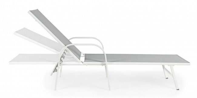 Transat Arent en acier et avec accoudoirs blancs 195 cm