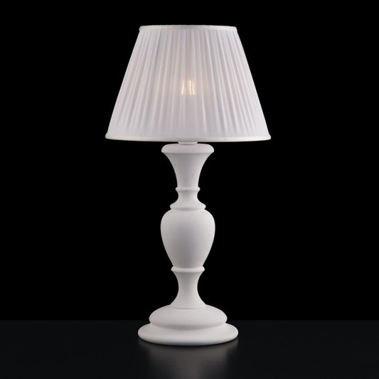 Grande lampe shabby blanche en bois et pâte de bois 57 cm