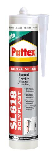 PATTEX SL618 - Mastic silicone neutre pour miroirs transparents 300 ml