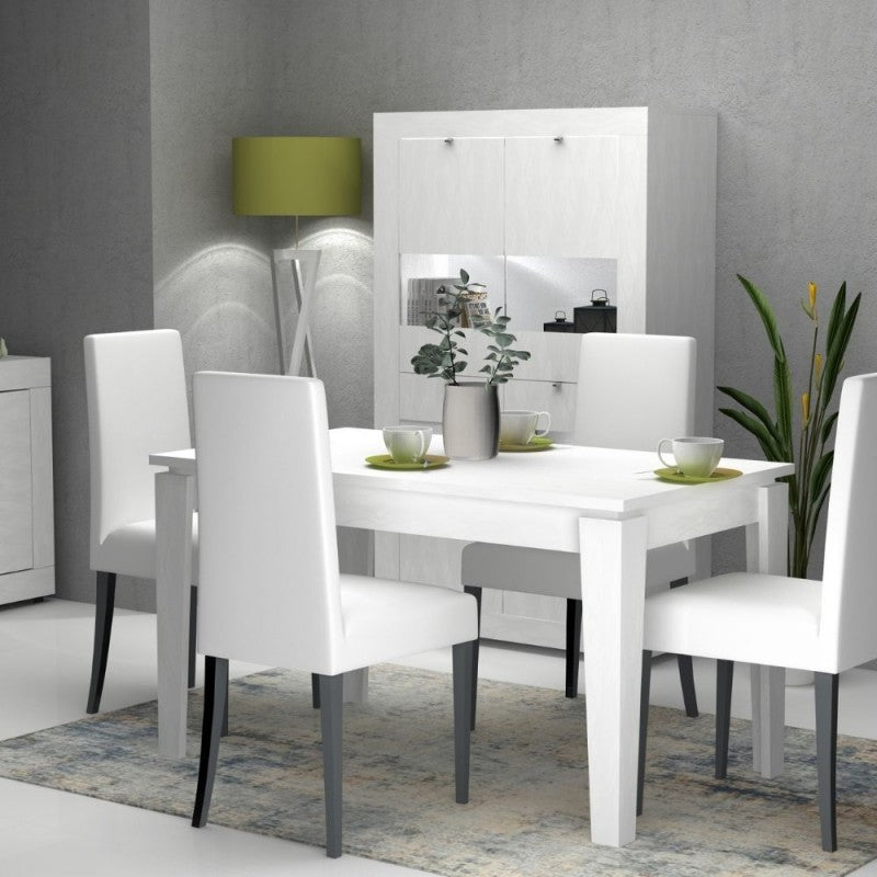 Table extensible Mélèze Blanc MEGARON 120-160X80 cm