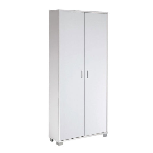 Armoire polyvalente mince avec deux portes et huit étagères en Frêne Blanc 83x29x h190 cm