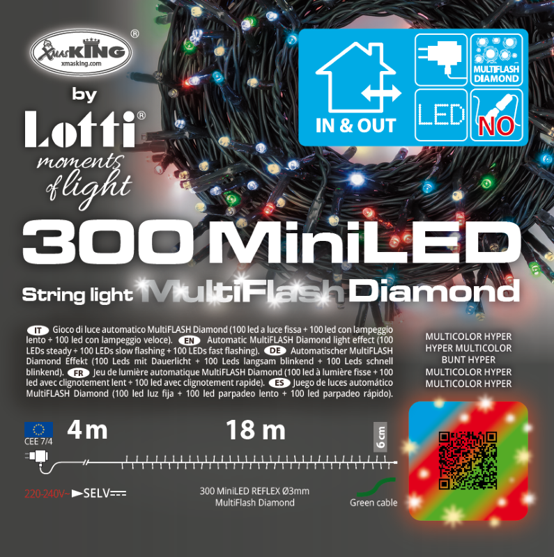 Chaîne multicolore 300 MiniLED MultiFLASH 18m