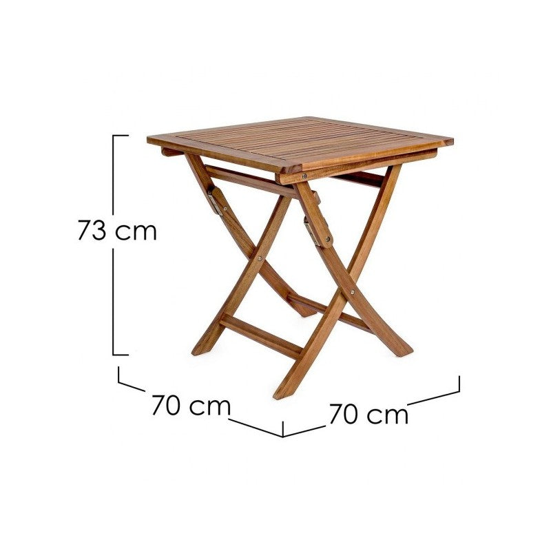 Table pliante d'extérieur Noemi en bois d'acacia 70x70x h73 cm