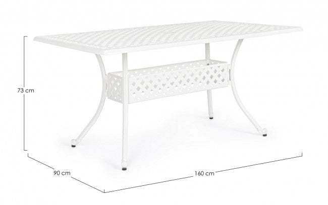 Table d'extérieur rectangulaire Ivrea blanche 90 x 160 cm