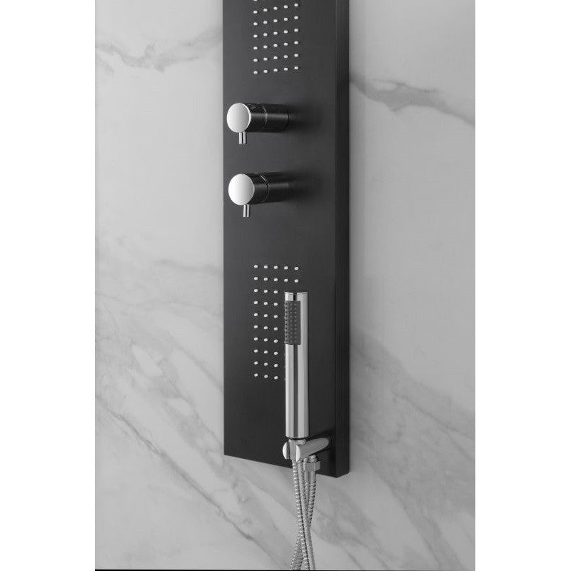 Colonne de douche murale en inox noir 140x20 cm