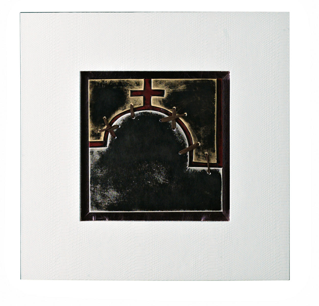 Huile sur toile multicolore et cadre en bois 80x80cm