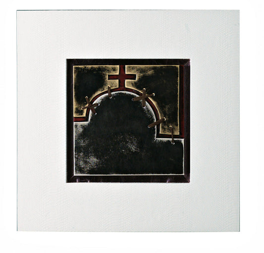 Huile sur toile multicolore et cadre en bois 80x80cm