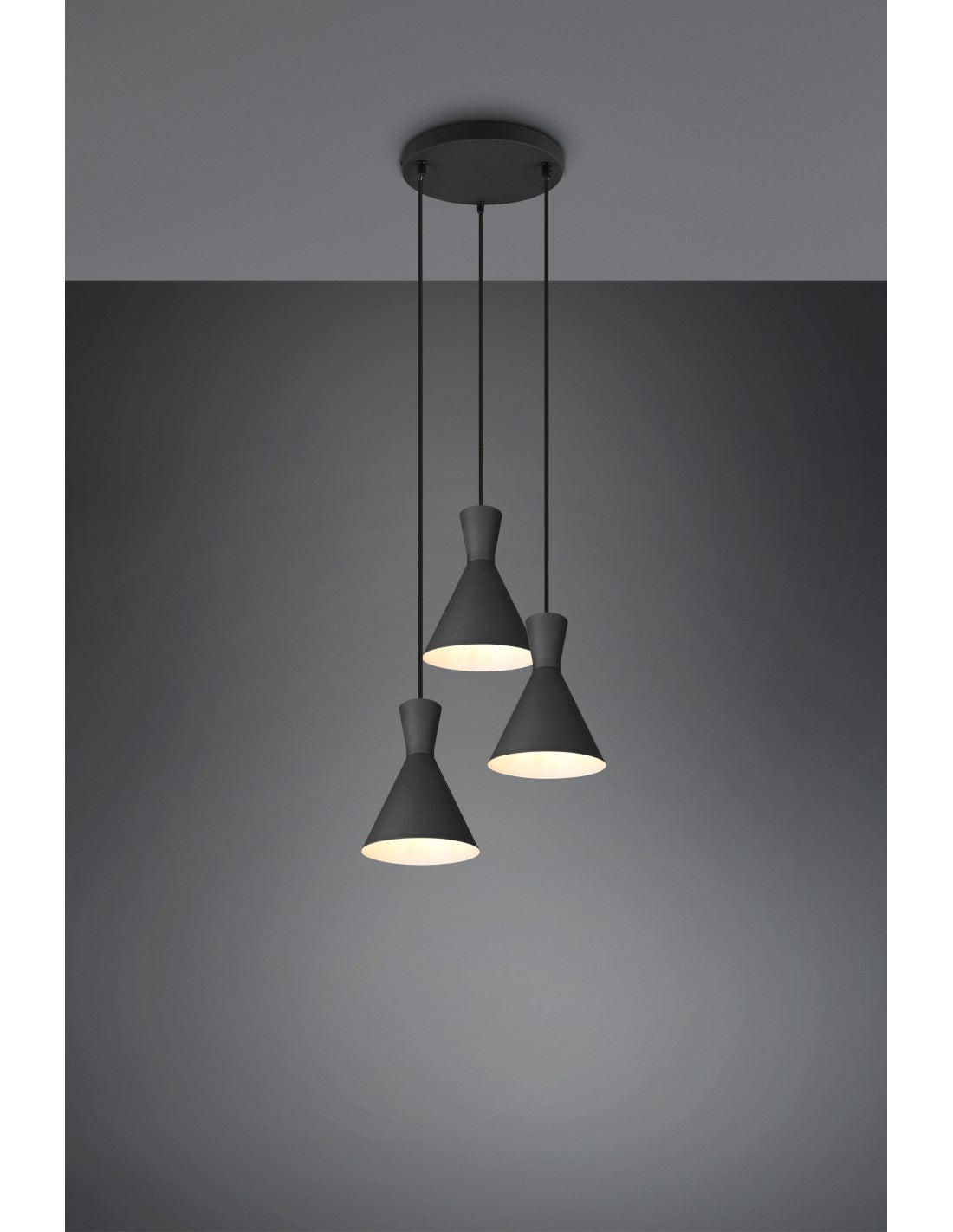 Lustre Enzo Rond 3xE27 Noir Mat Trio Lighting