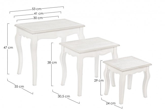 Ensemble classique de 3 tables basses Clorine en bois