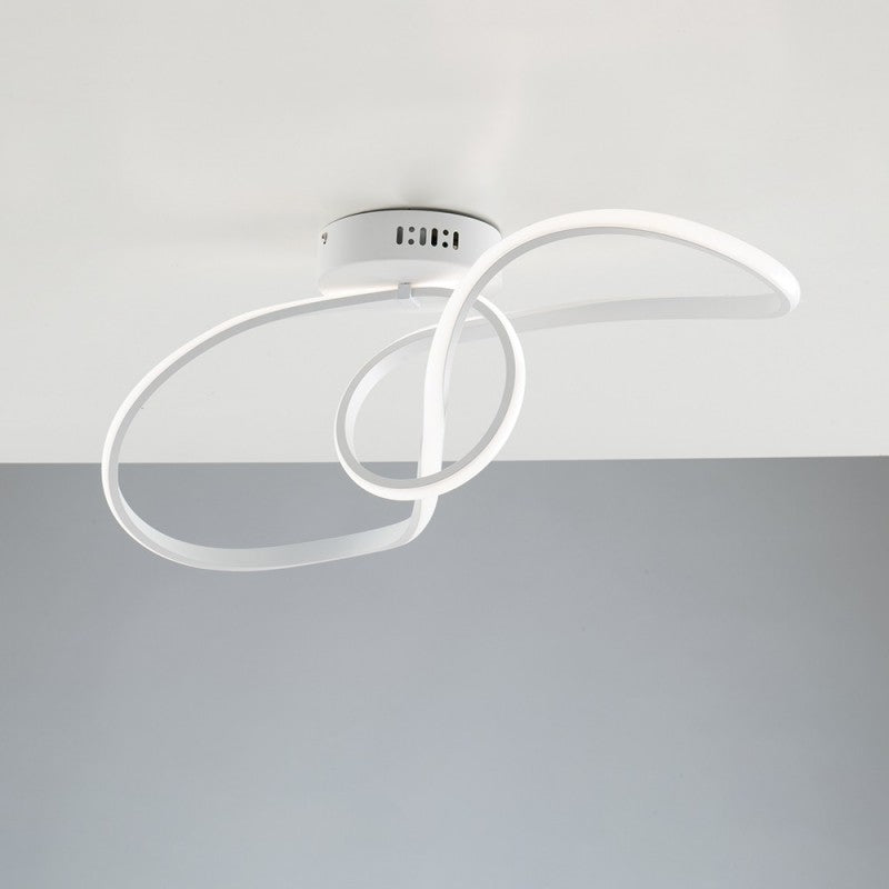 Plafonnier blanc en métal et aluminium avec LED intégrée 68x24x h24 cm