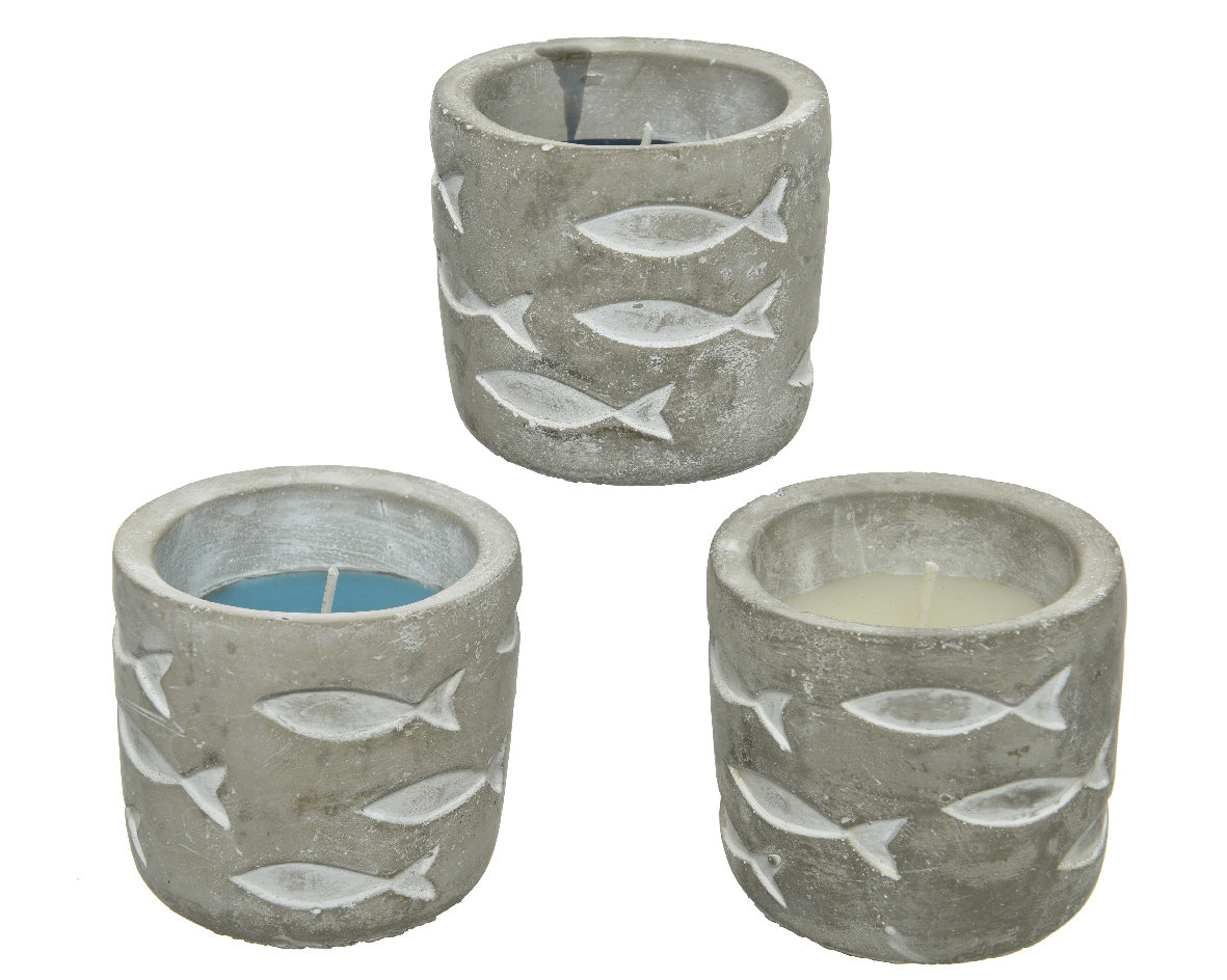 Bougie en cire de citronnelle avec vase extérieur en béton
