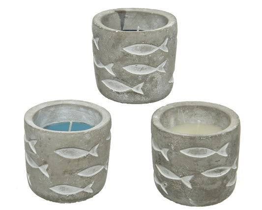 Bougie en cire de citronnelle avec vase extérieur en béton