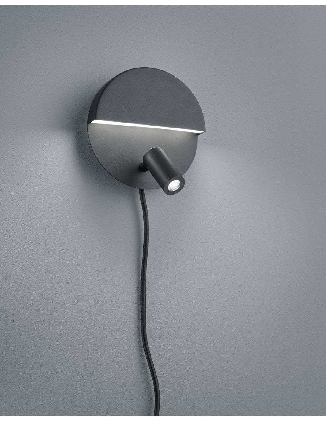 Applique moderne à double émission Mario noire avec trio d'éclairage spot orientable