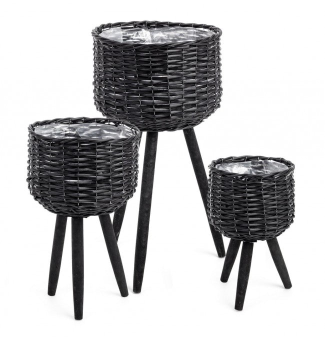 4x Set3 C. Vase trépied noir